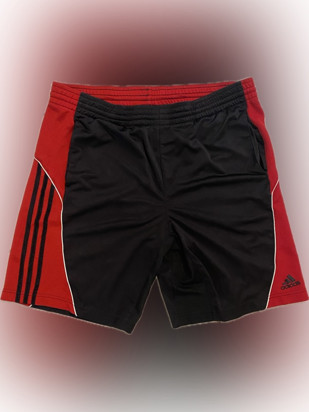 Adidas basketball shorts, color black and red, size S